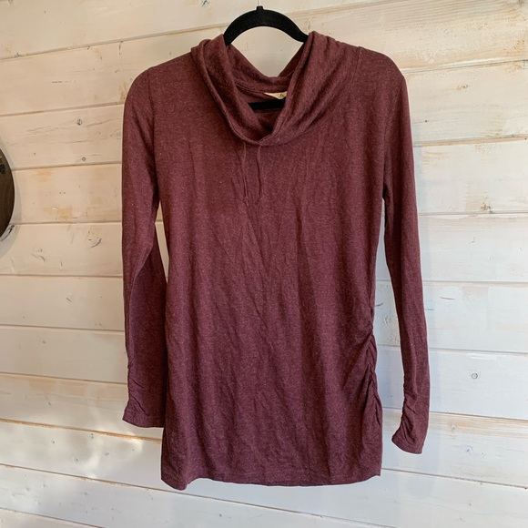Ascend Sweaters - Ascend | Heathered Burgundy Cowl Neck Long Sleeve